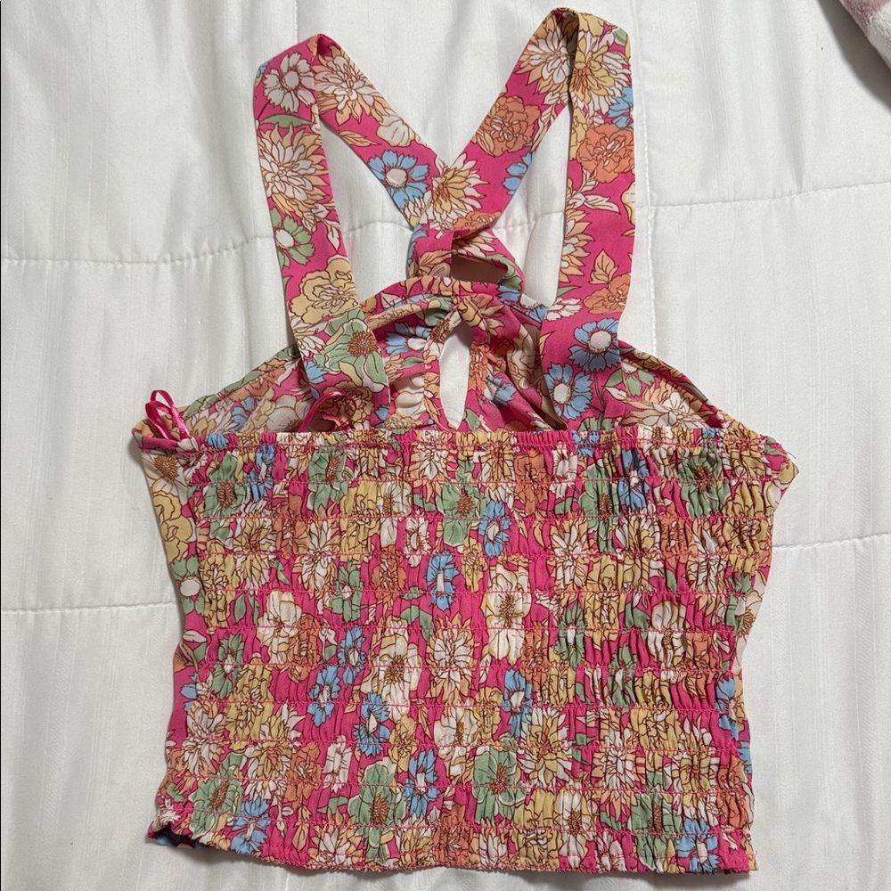 Floral Pink Halter Top - Picture 3 of 5